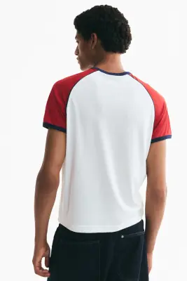 Slim Fit T-shirt - Blanc/color block — photo 3