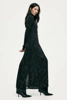 Robe maxi avec perles fantaisie - Noir — photo 2