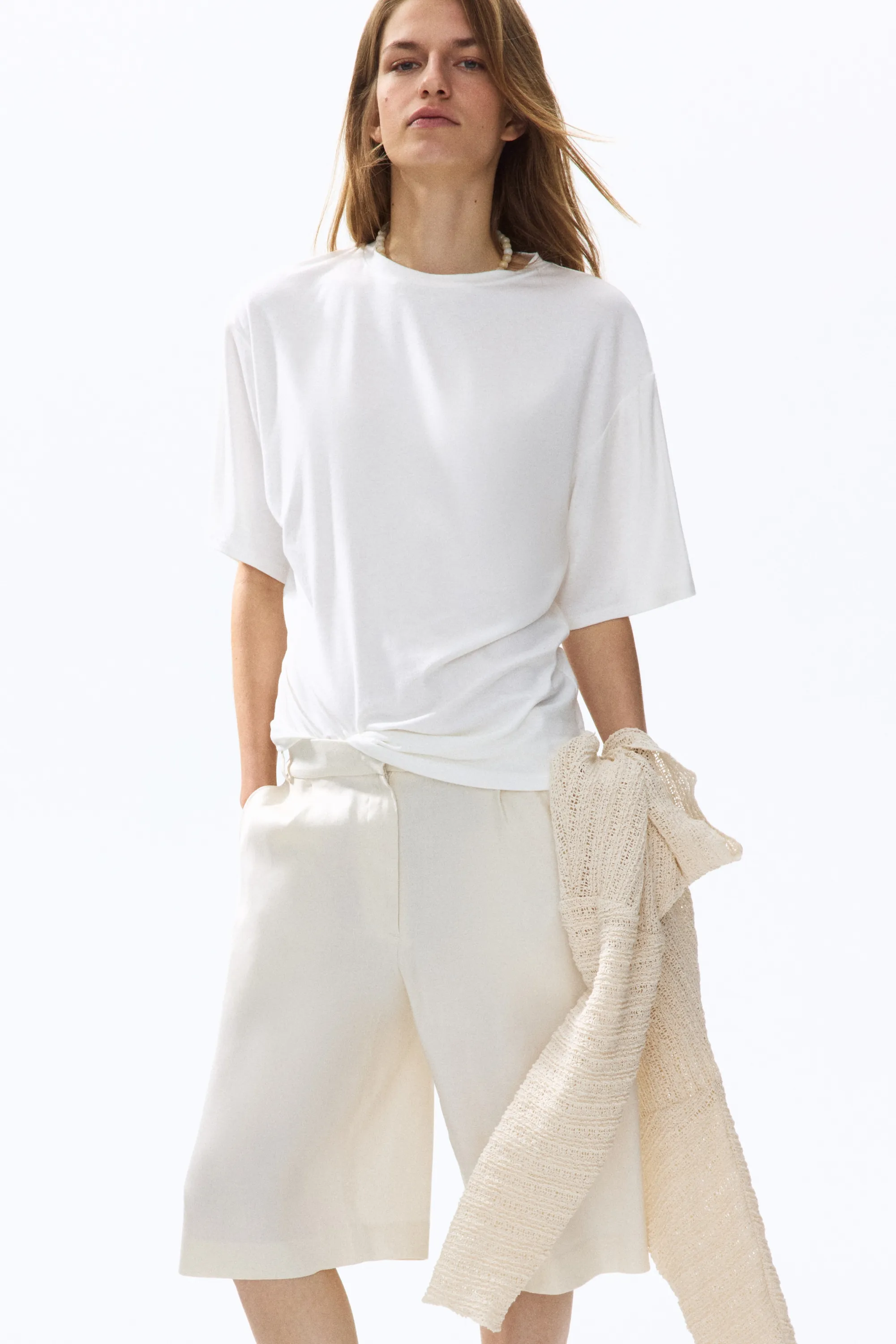 Top en viscose à effet drapé - Crème