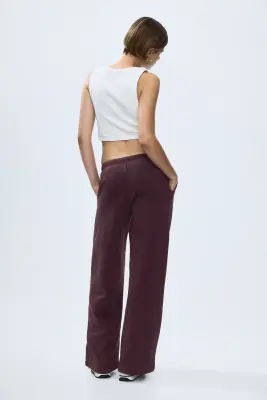 Pantalon jogger ample - Rouge prune — photo 2