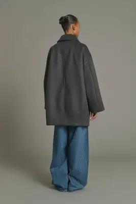 MANTEAU KASPER ANTHRACITE CHINÉ — photo 2
