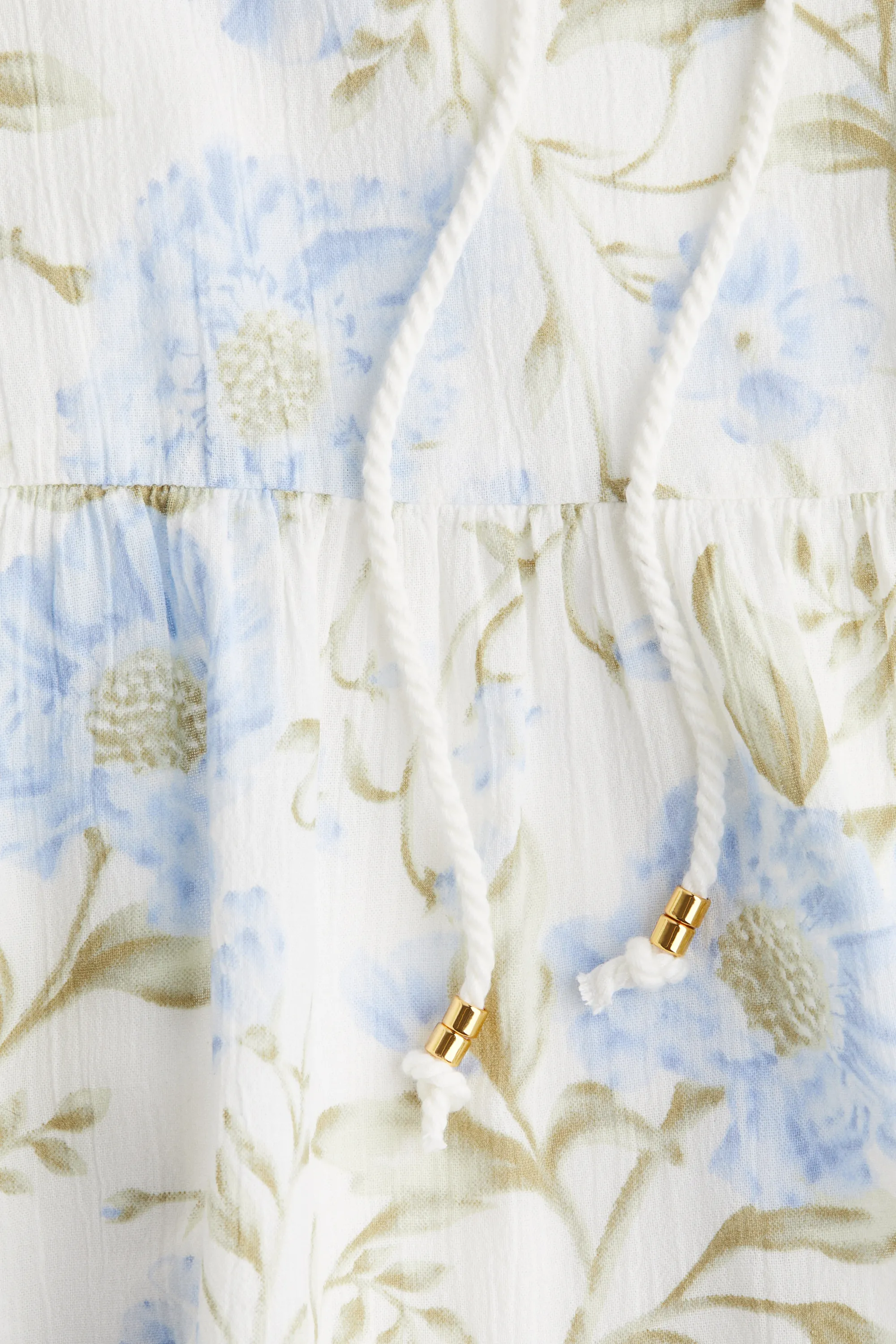 Robe en coton avec base évasée - Blanc/fleuri