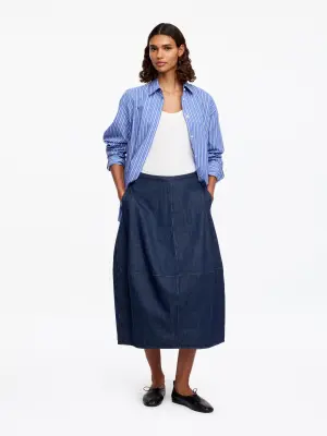 Jupe barrel en jean - Bleu foncé — photo 1