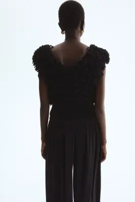 Pull sans manches à franges - Noir — photo 2
