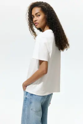 T-shirt imprimé en coton - Crème/Amore — photo 2