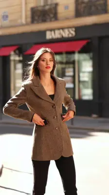 Victoire Blazer Coat - Brown fishbone — photo 7