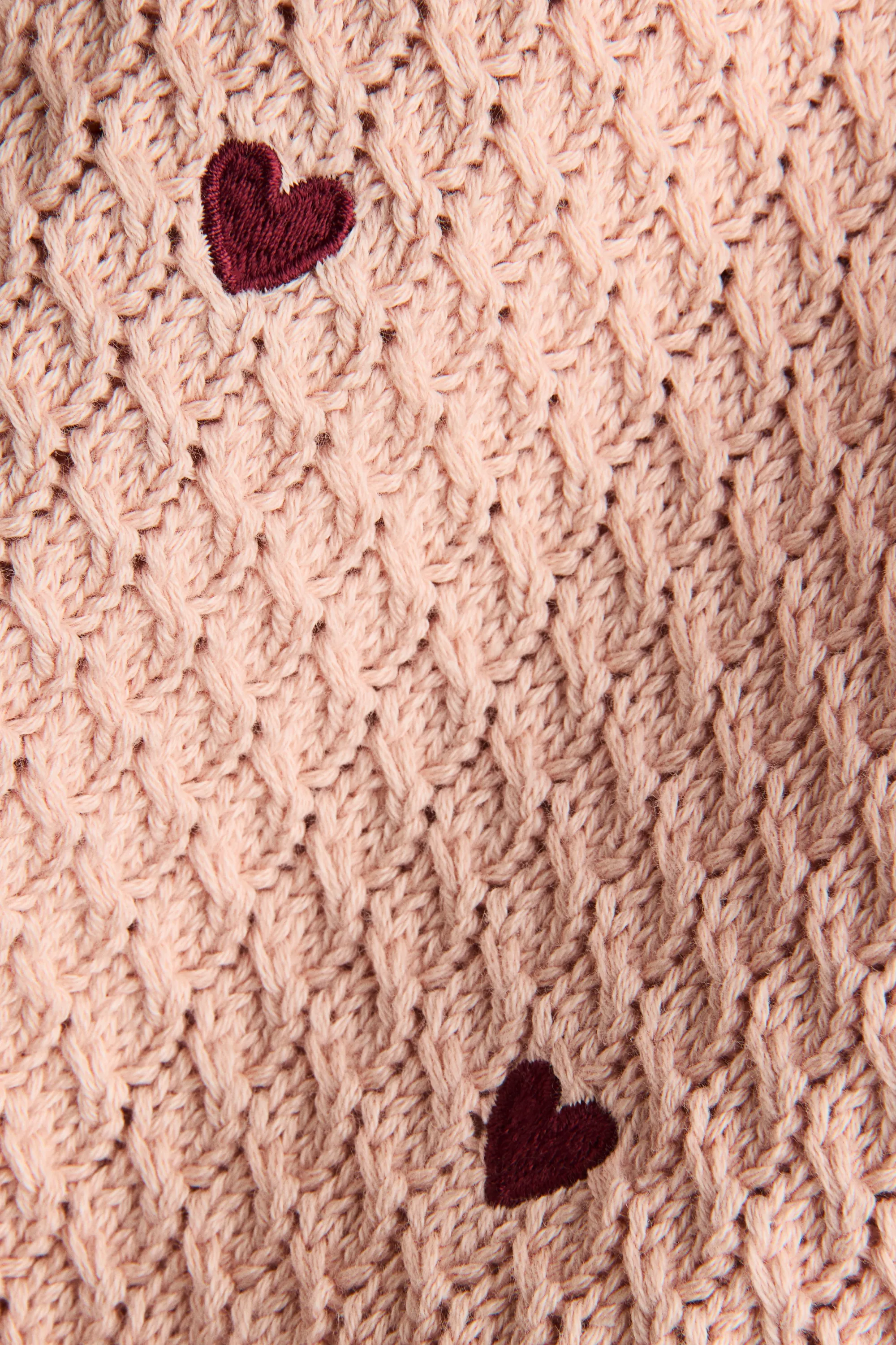 Embroidery-detail cotton jumper - Rose ancien clair/cœurs