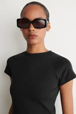 T-SHIRT SLIM À MANCHES RAGLAN EN COTON - NOIR — photo 3