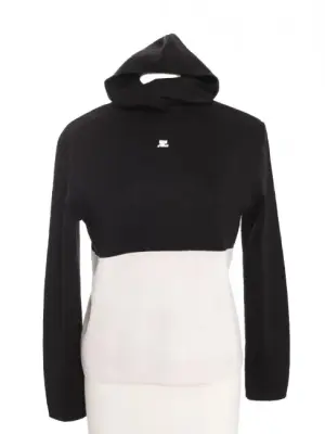 Pull à capuche en laine bi-color noir et blanc Prix boutique 700€ Taille S — photo 1