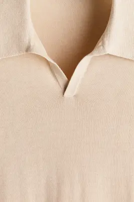 Polo Regular Fit en soie mélangée - Beige clair — photo 4