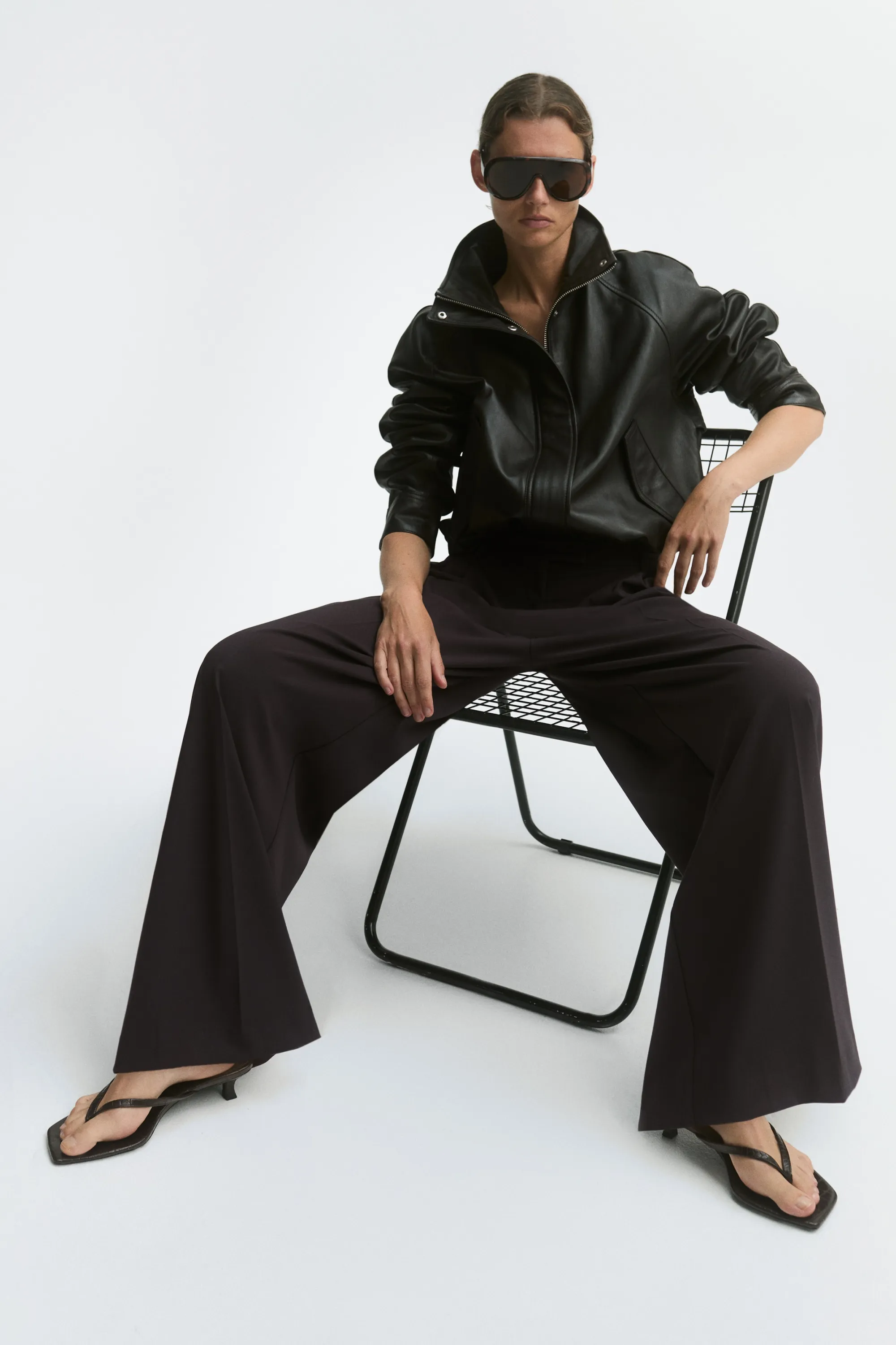 Pantalon chic à jambes larges - Marron foncé