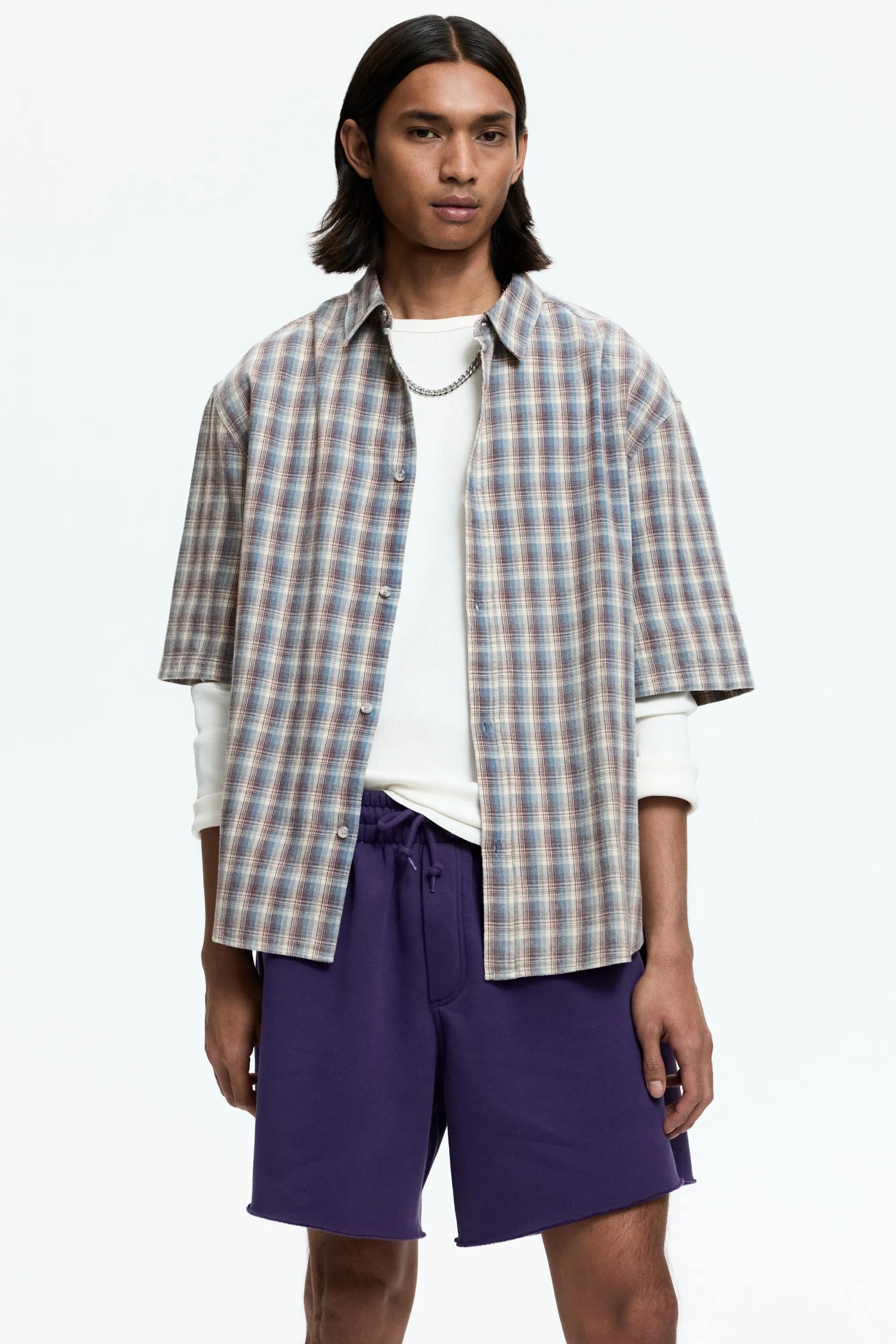 Chemise Regular Fit à manches courtes - Bleu ancien/carreaux