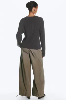 Pull côtelé en coton imprimé - Gris foncé — photo 2