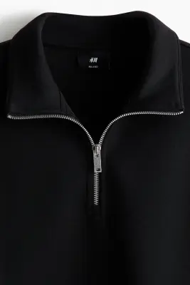Sweat Relaxed Fit avec col zippé - Noir — photo 5