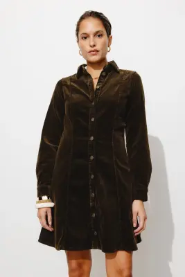 Robe en velours côtelé Femme — photo 5