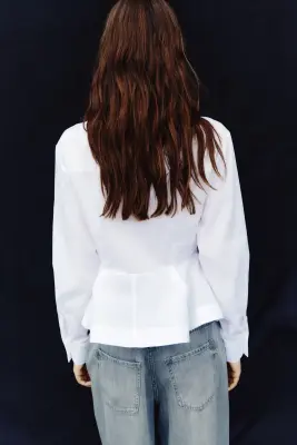 Chemise péplum en popeline - Blanc — photo 2