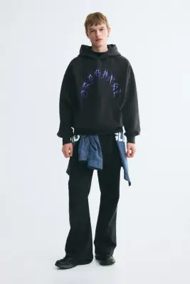Hoodie imprimé Oversized Fit - Noir délavé/Original — photo 2