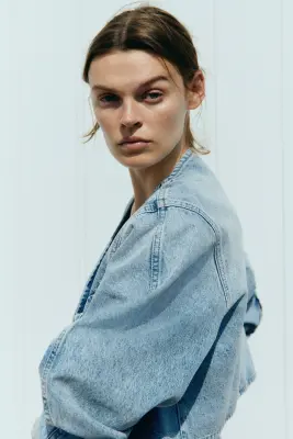 Veste courte en denim - Bleu denim clair — photo 3
