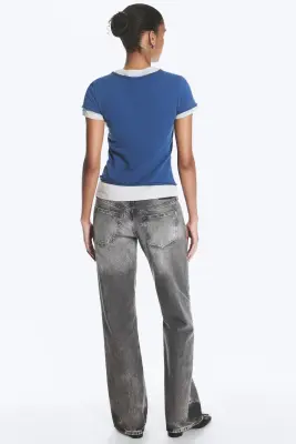 T-shirt à double épaisseur - Bleu + Gris — photo 3