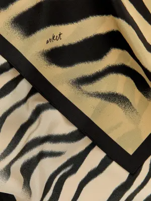 Foulard en soie imprimé - Beige/Noir — photo 2