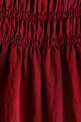 Robe bandeau smockée - Rouge foncé — photo 2