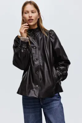 Veste en tissu enduit - Marron foncé — photo 2