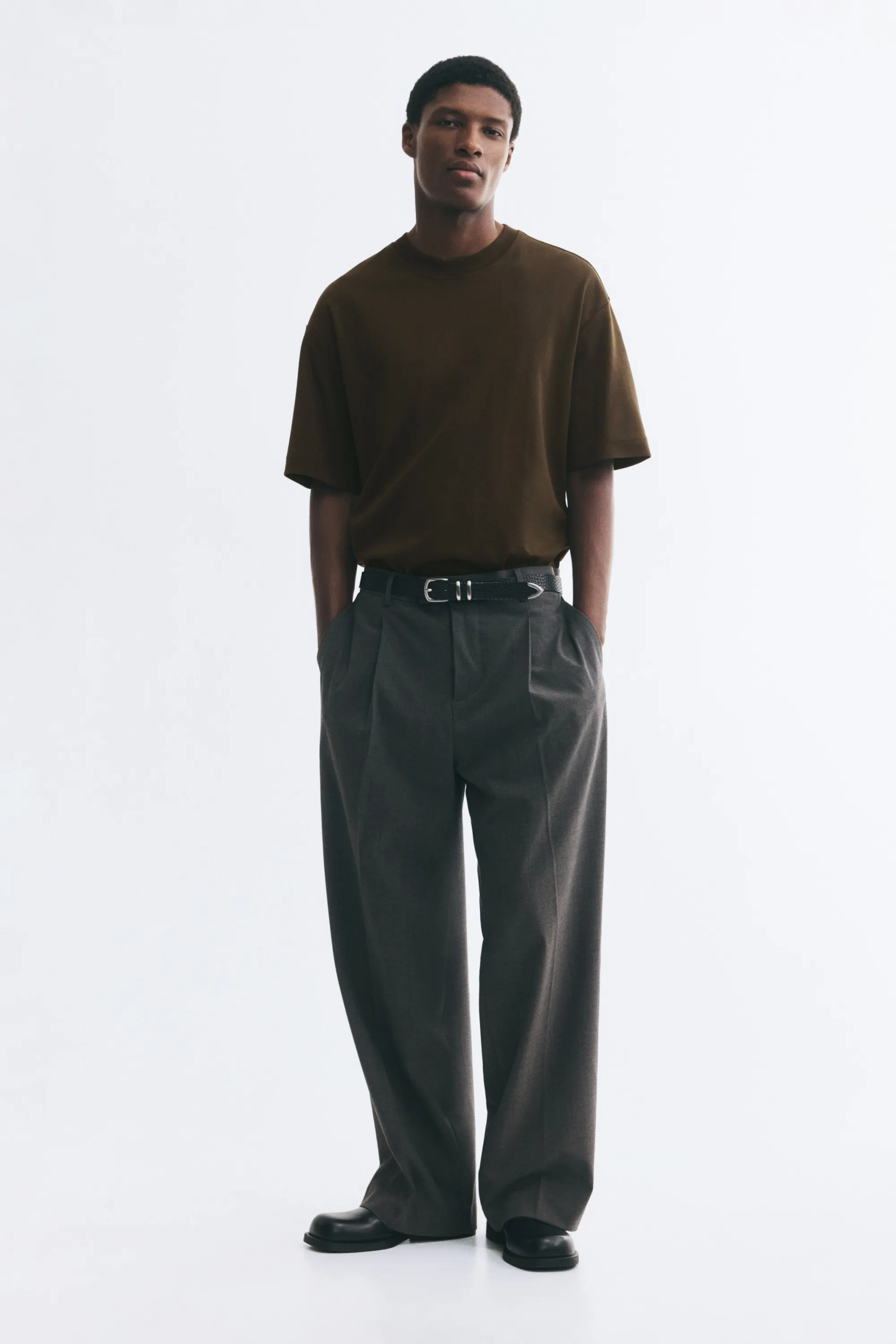 T-shirt Relaxed Fit en interlock - Vert kaki foncé