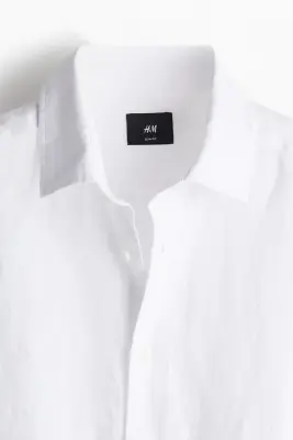 Chemise Slim Fit en lin - Blanc — photo 3
