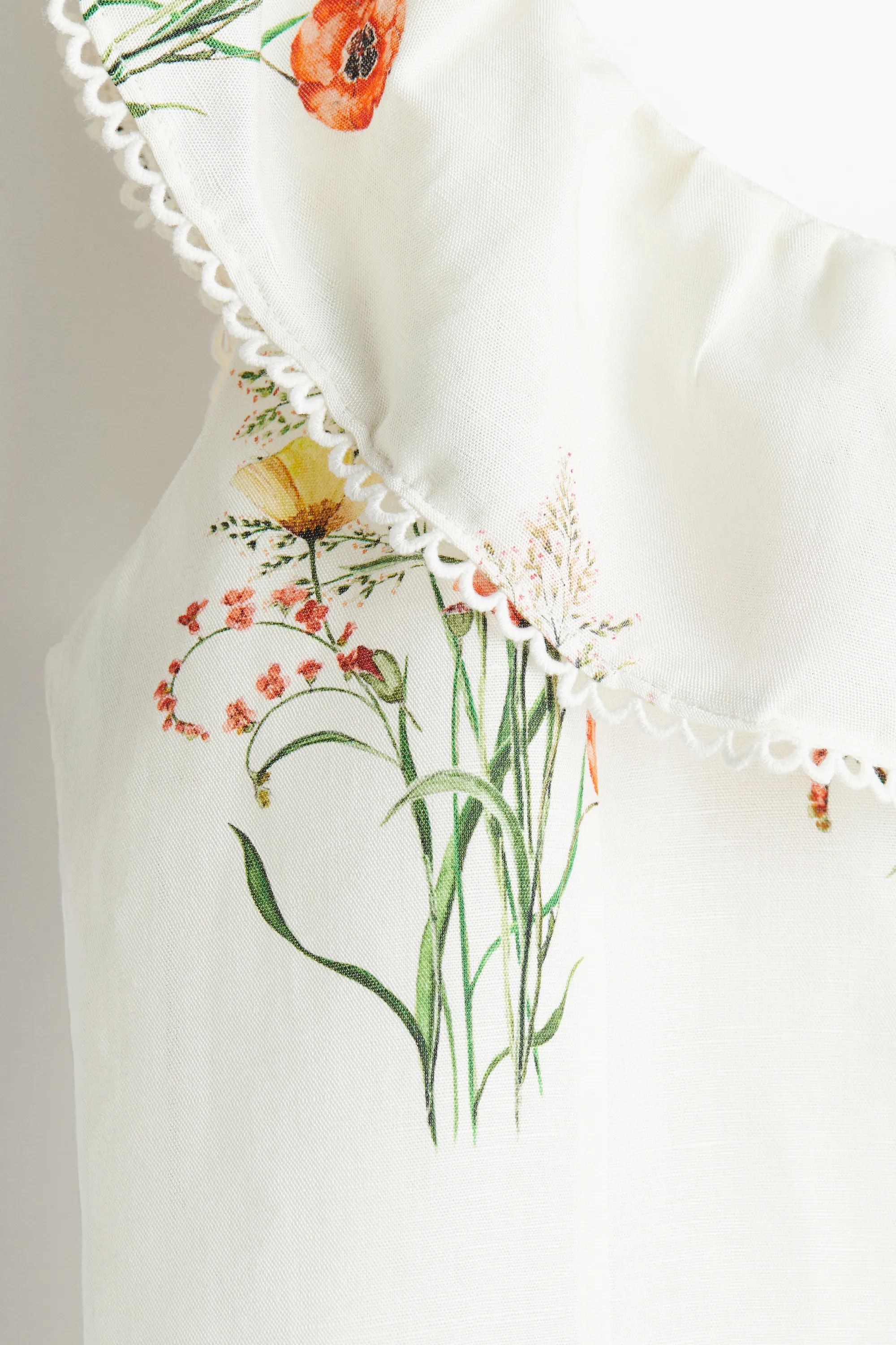 Robe en lin mélangé - Blanc/fleuri