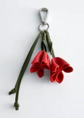 Breloque de sac tulipe - Vert/Rouge — photo 1