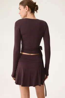 Top de sport croisé en modal - Prune chocolat — photo 3