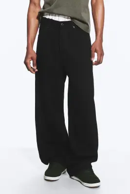 Jean baggy ample taille mi-haute unisexe Astro - Black Rinse - Noir — photo 1