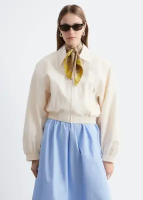 Veste courte zippée à l’avant - Beige clair — photo 1