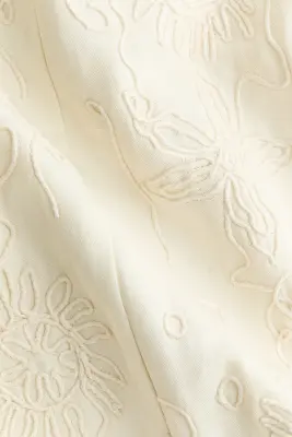 Robe ruchée avec broderies - Crème — photo 3
