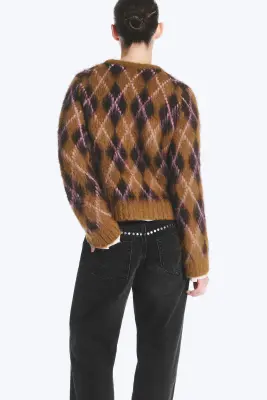 Pull en maille - Losanges marron — photo 2