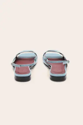 Sandales Dona vernis froissé bleu piscine — photo 5