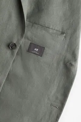 Veste Slim Fit en lin - Vert — photo 1