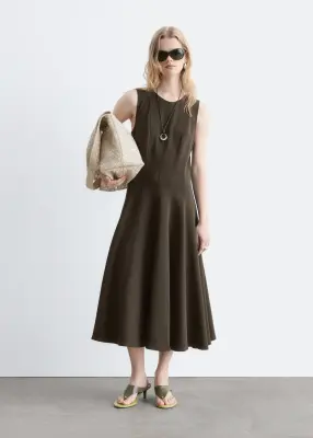 Robe midi à découpes verticales - Marron foncé — photo 1