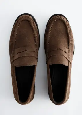 Mocassins en croûte de cuir suédé - Marron foncé — photo 2