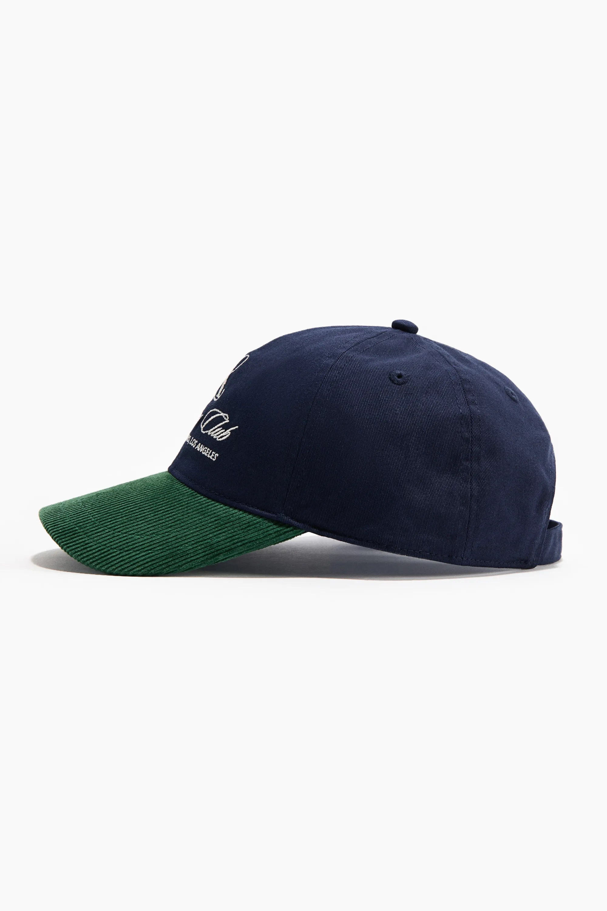 Casquette en twill avec visière en velours côtelé - Bleu foncé/Running Club