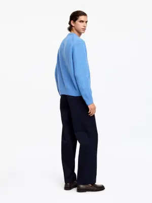 Pull en maille à col rond - Bleu — photo 1