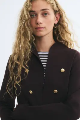 Veste à boutons en jersey - Marron foncé — photo 2
