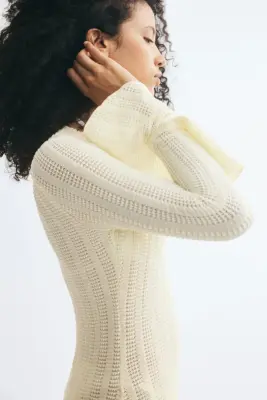 Robe volantée en maille pointelle - Jaune clair — photo 2