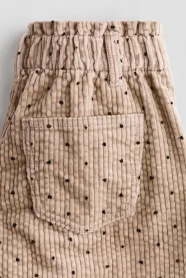 Pantalon en velours côtelé avec jambes barrel - Beige/pois — photo 2