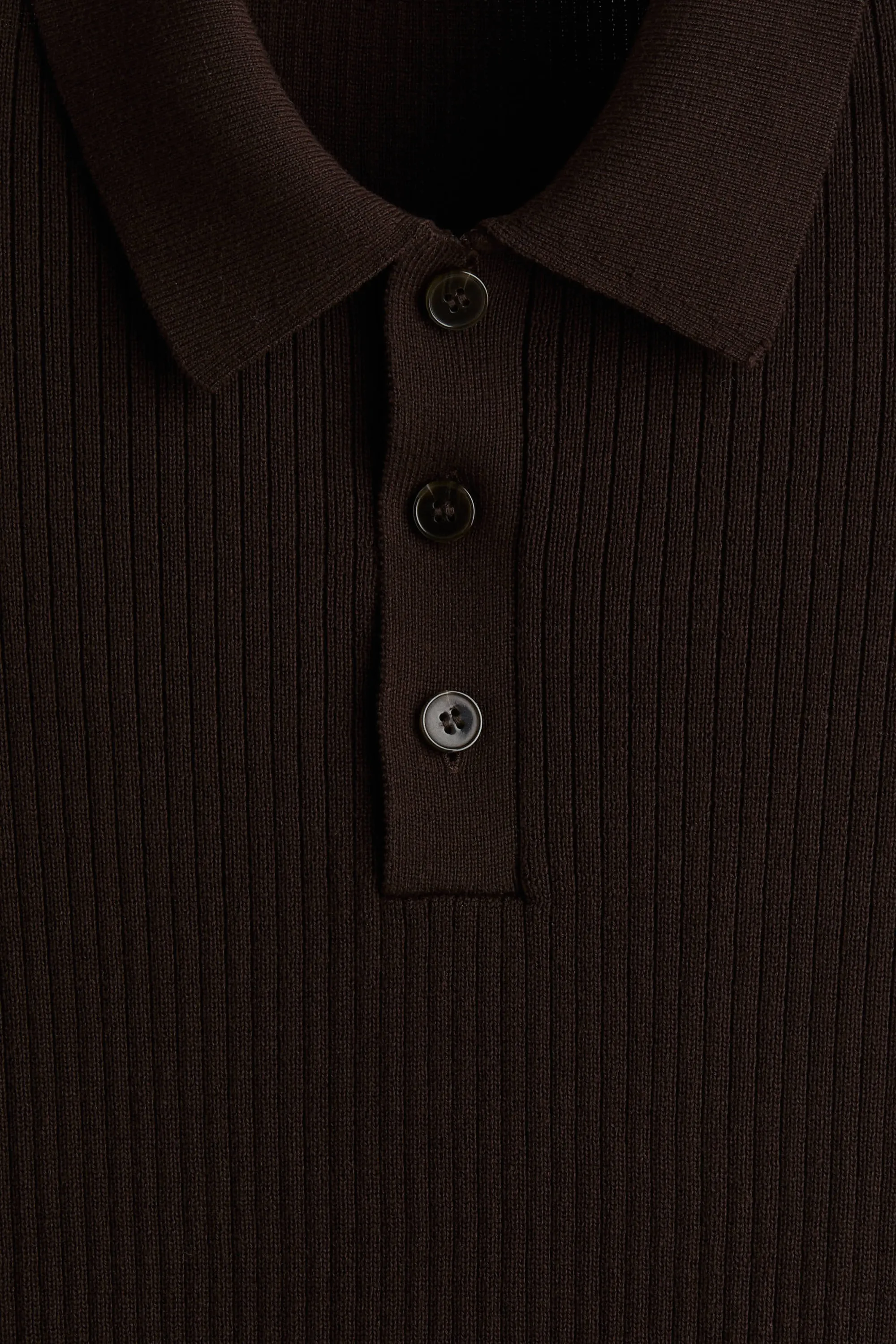 Polo Slim Fit en maille côtelée - Marron foncé