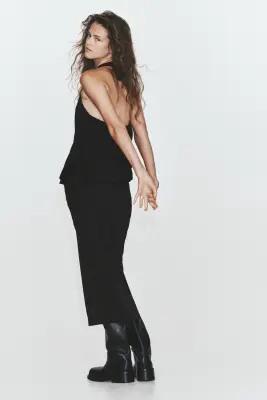 Robe dos nu à effet drapé - Noir — photo 2