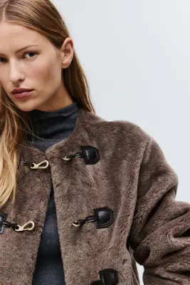 Veste façon duffle-coat - Taupe foncé — photo 2