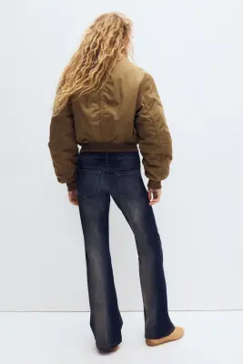Flared Leg Ultra Low Waist Jeans - Bleu denim foncé — photo 3