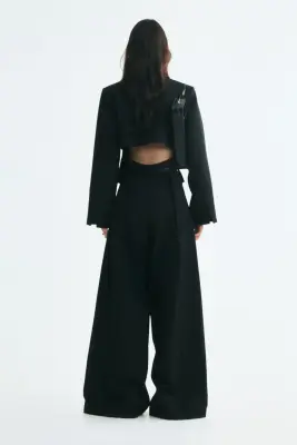 Pantalon barrel à pinces - Noir — photo 2