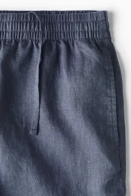 Short Relaxed Fit en lin - Bleu ancien foncé — photo 5
